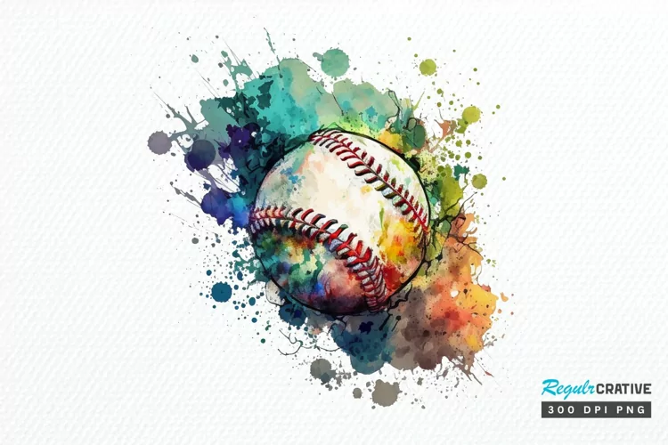 Watercolor Baseball PNG Clipart