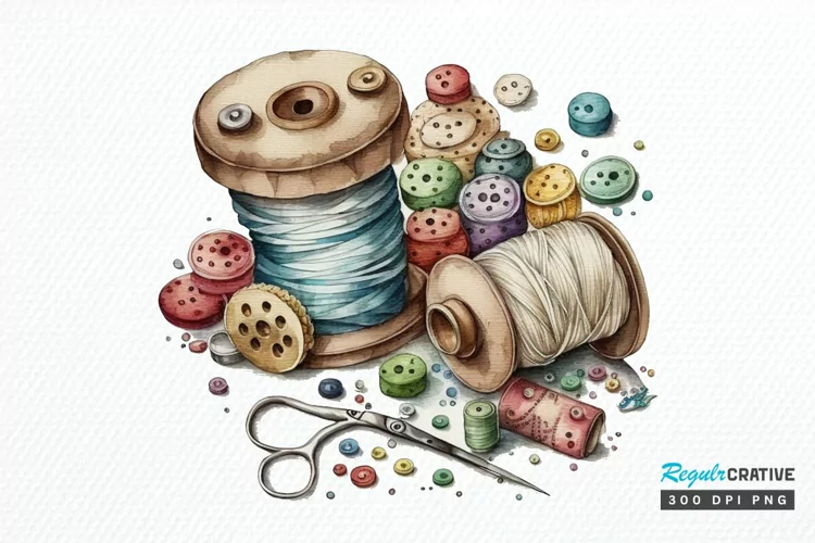 Watercolor Sewing PNG Clipart