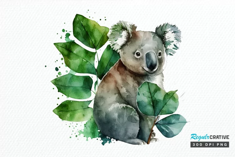 Watercolor Koala Patrick's Day PNG Clipart