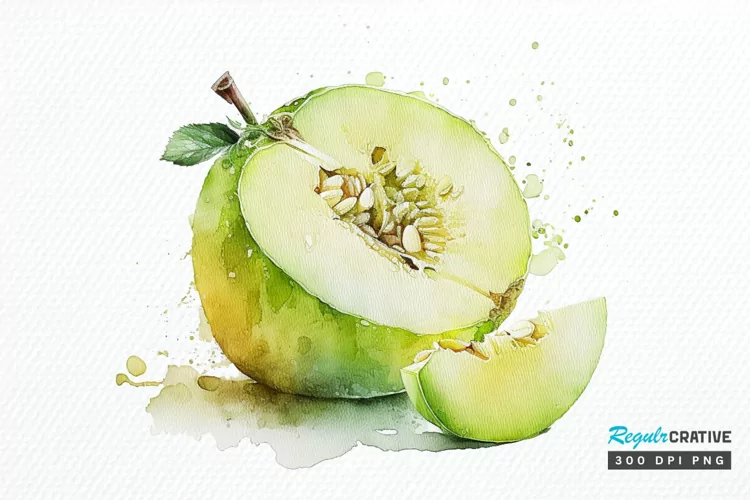 Watercolor Honeydew PNG Clipart
