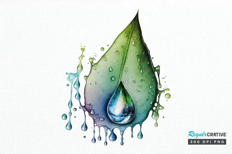 Watercolor Water Droplet PNG Clipart
