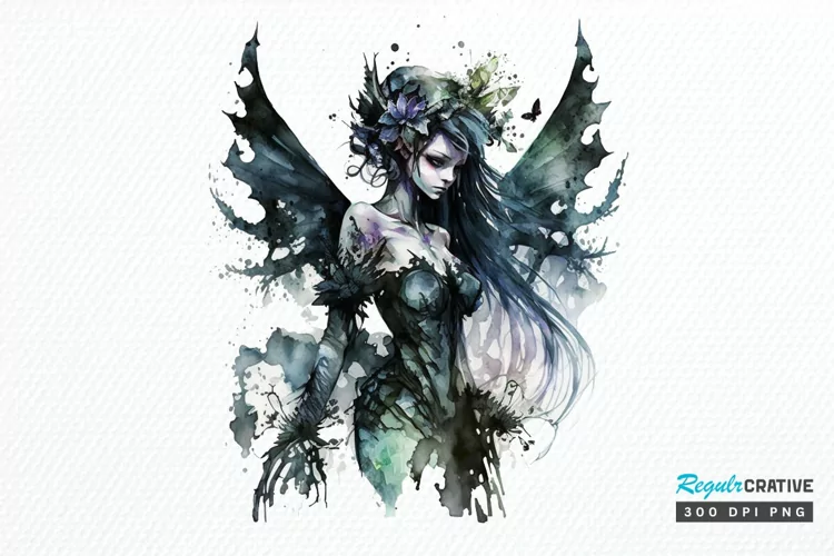 Watercolor Gothic Fairie PNG Clipart