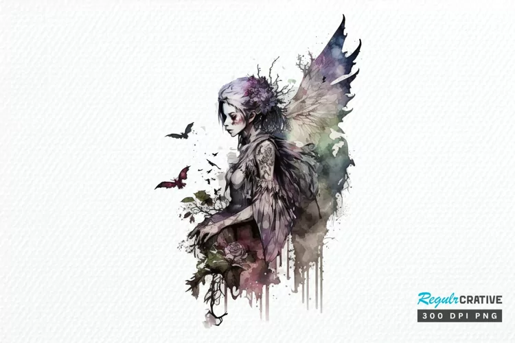Watercolor Gothic Fairie PNG Clipart