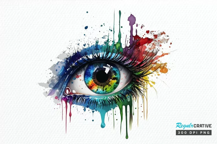 Watercolor Colorful Eye Paint PNG Clipart