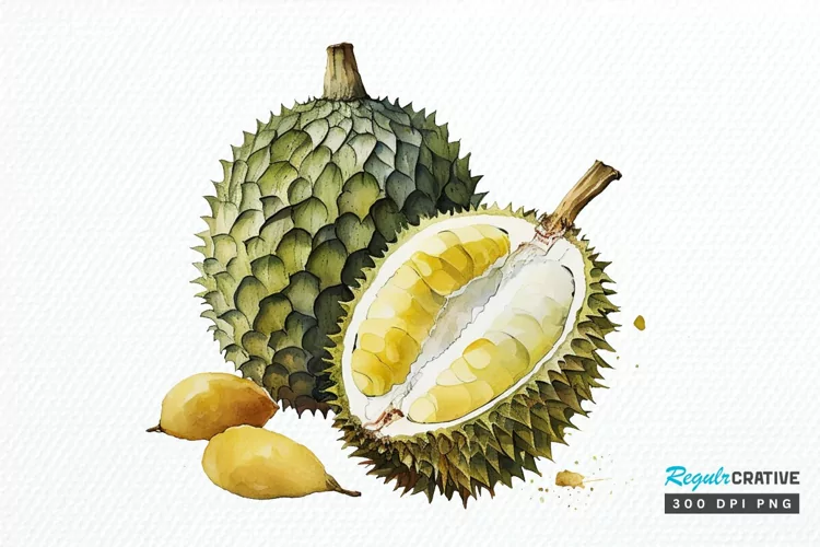 Watercolor Durian PNG Clipart