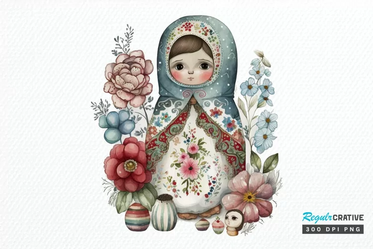 Watercolor Matryoshka Dolls PNG Clipart