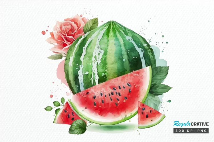 Watercolor Watermelon PNG Clipart