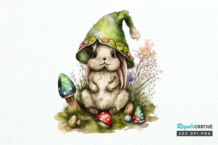 Watercolor easter bunny Gnome PNG Clipart