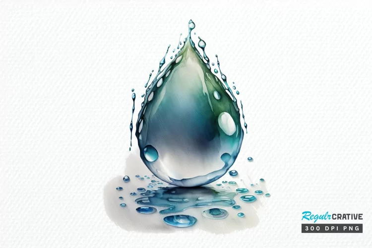 Watercolor Water Droplet PNG Clipart