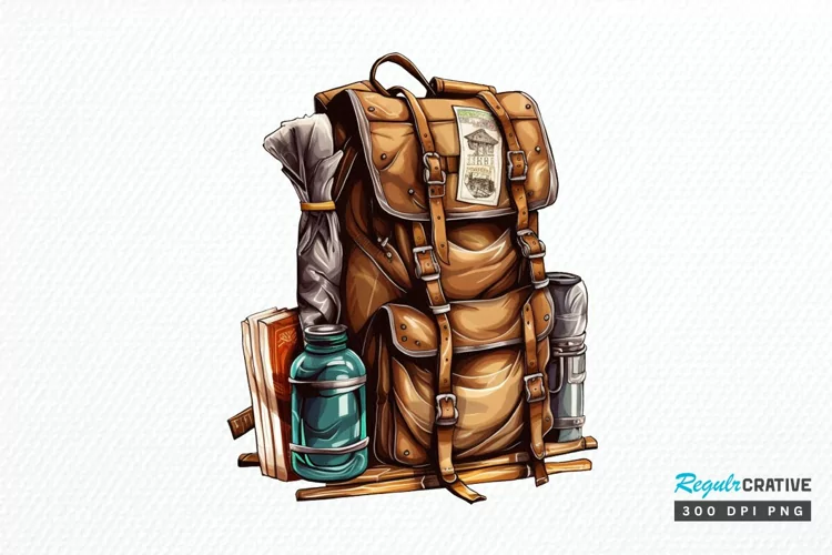 Vintage Backpack PNG Clipart