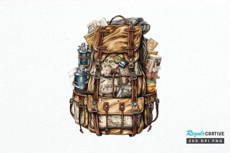 Vintage Backpack PNG Clipart