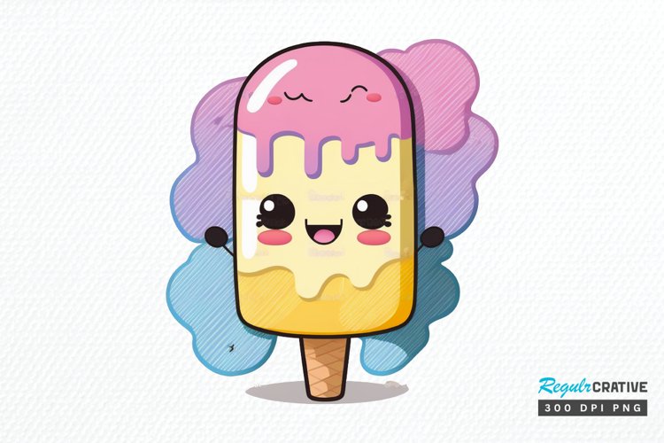 Watercolor Cute Ice Cream PNG Clipart