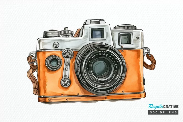 Retro Travel Camera PNG Clipart
