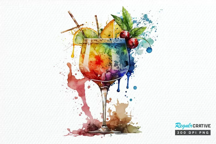 Watercolor Cocktail PNG Clipart