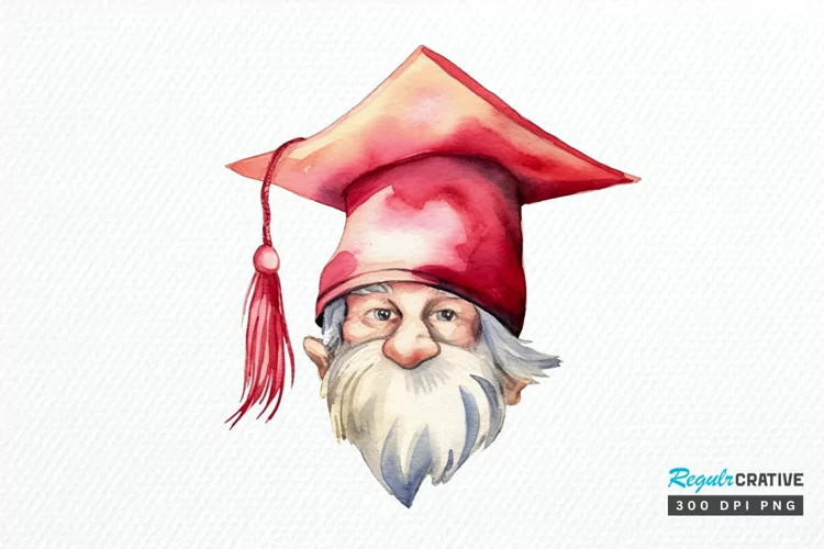 Watercolor Gnome Graduate PNG Clipart