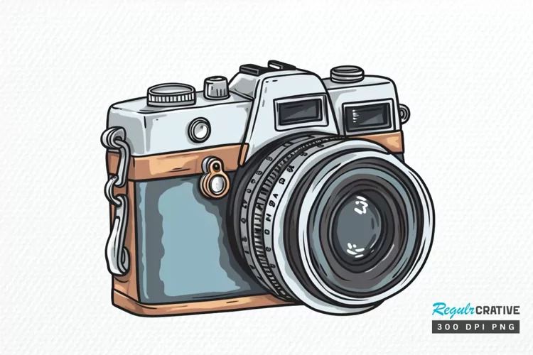 Retro Travel Camera PNG Clipart