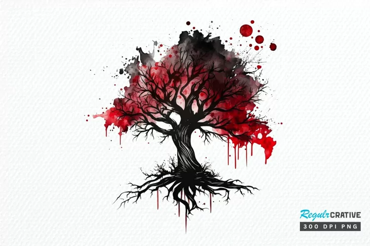Watercolor Gothic Trees PNG Clipart