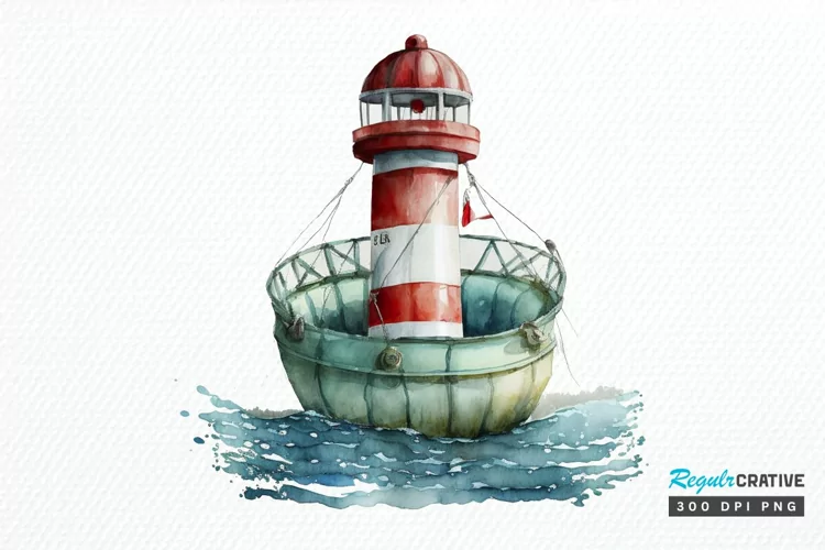 Watercolor Nautical Buoy PNG Clipart
