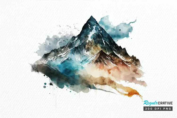 Watercolor Mountain PNG Clipart