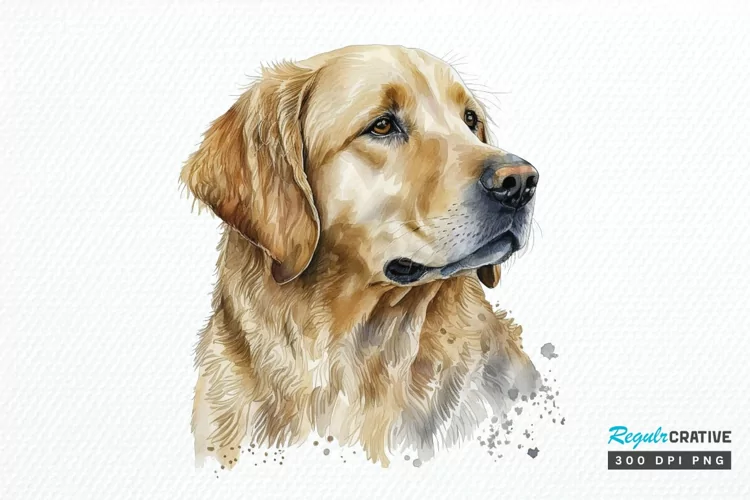 Watercolor Golden Dog PNG Clipart