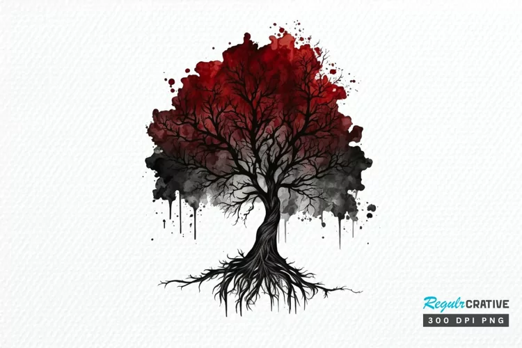 Watercolor Gothic Trees PNG Clipart