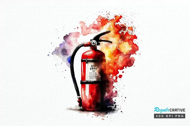 Watercolor Fire Extinguisher PNG Clipart