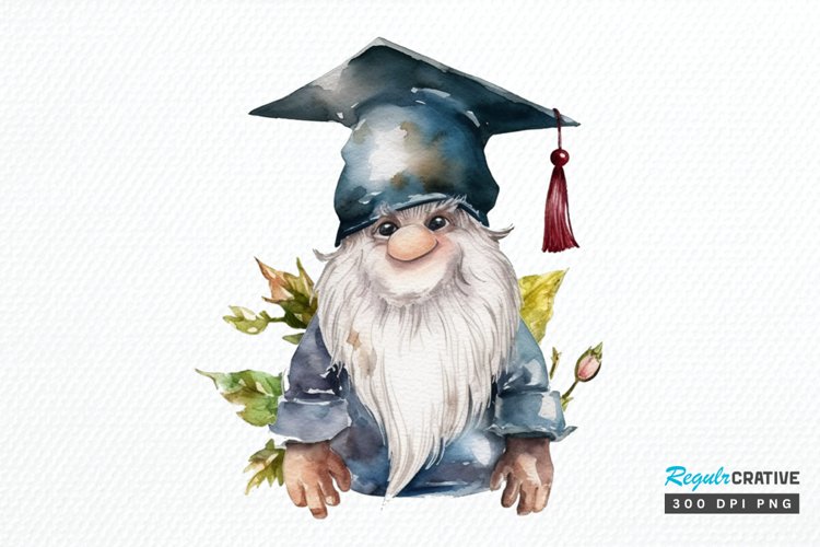 Watercolor Gnome Graduate PNG Clipart