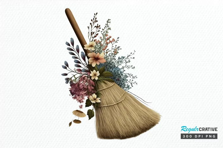 Watercolor Floral Brooms PNG Clipart