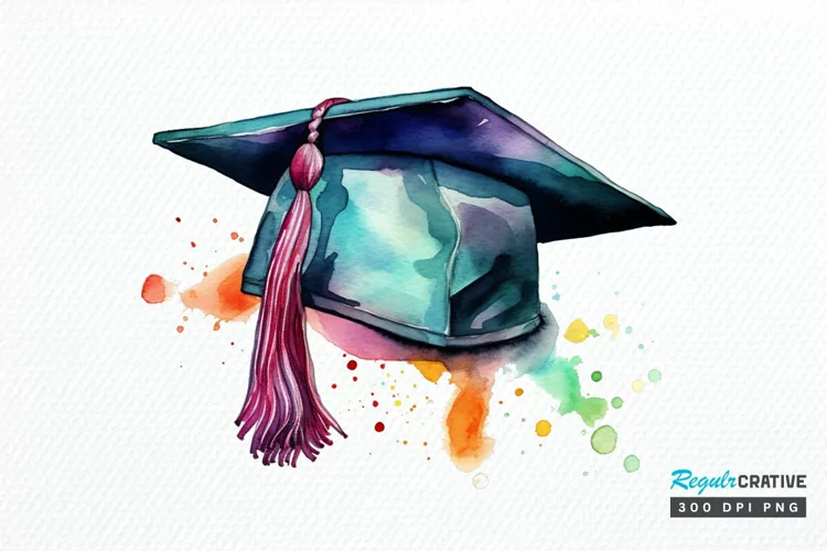 Watercolor Graduate Flower PNG Clipart
