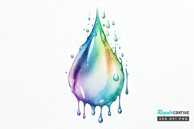 Watercolor Water Droplet PNG Clipart