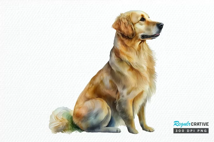 Watercolor Golden Dog PNG Clipart