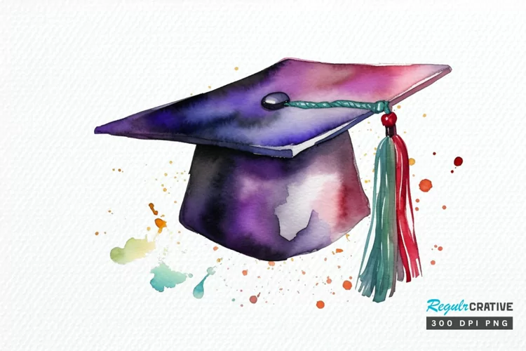 Watercolor Graduate Flower PNG Clipart