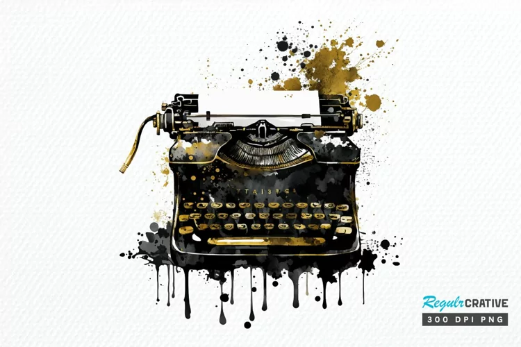 Watercolor Black and Gold Antique PNG Clipart
