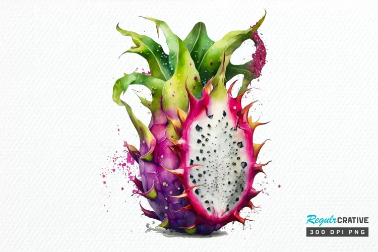 Watercolor Dragon Fruit PNG Clipart