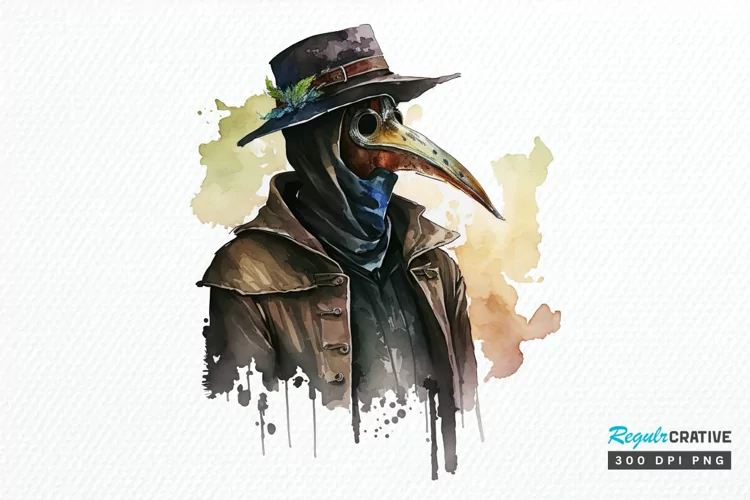 Watercolor Plague Doctor PNG Clipart