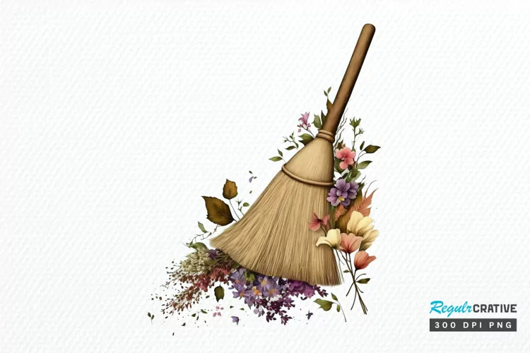 Watercolor Floral Brooms PNG Clipart