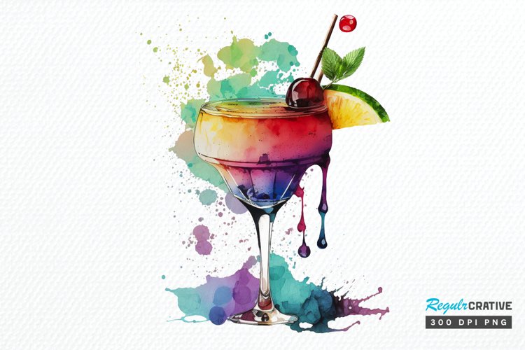Watercolor Cocktail Clipart Image 21