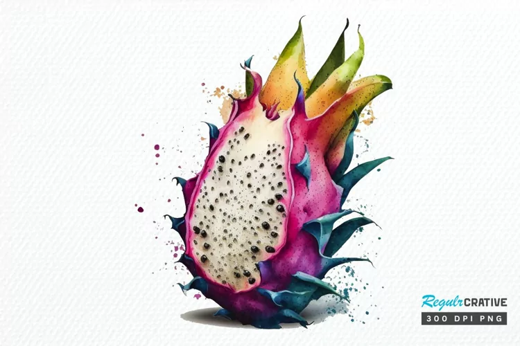 Watercolor Dragon Fruit PNG Clipart