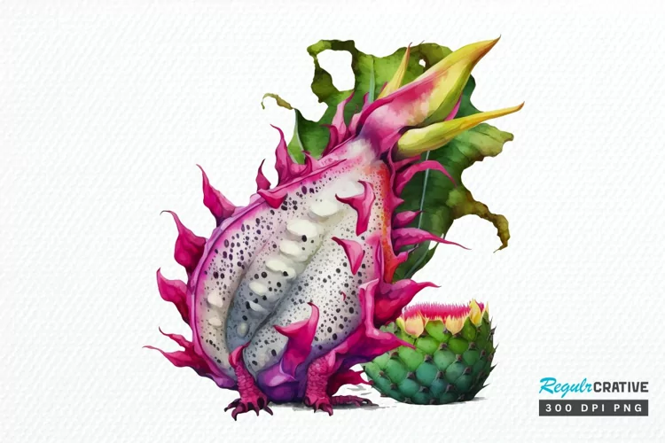 Watercolor Dragon Fruit PNG Clipart
