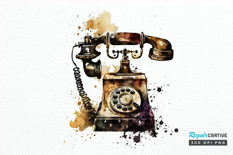 Watercolor Antique Telephone PNG Clipart