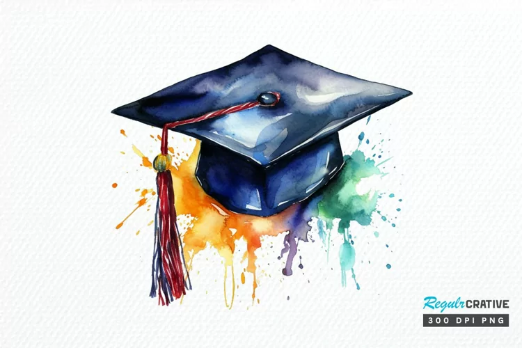 Watercolor Graduate Flower PNG Clipart