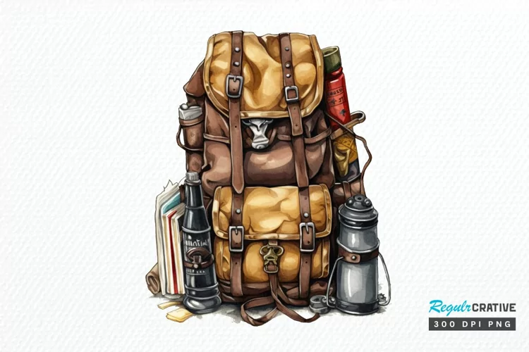 Vintage Backpack PNG Clipart