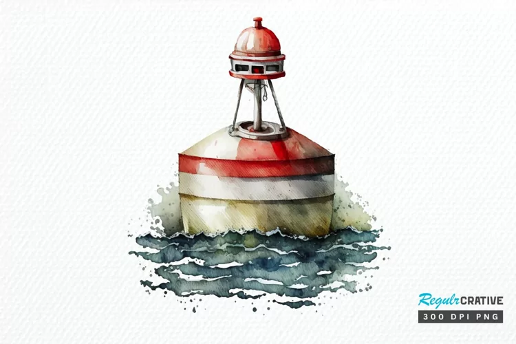 Watercolor Nautical Buoy PNG Clipart