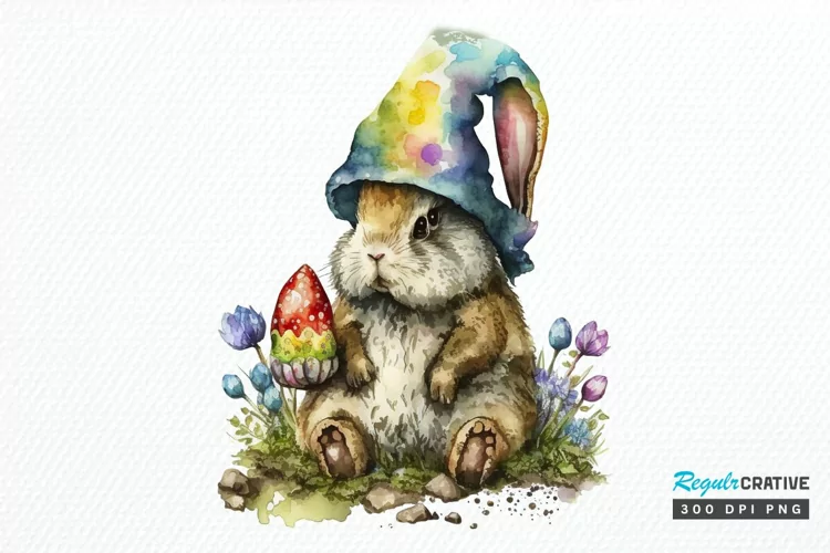 Watercolor easter bunny Gnome PNG Clipart