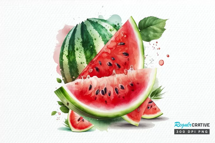 Watercolor Watermelon PNG Clipart