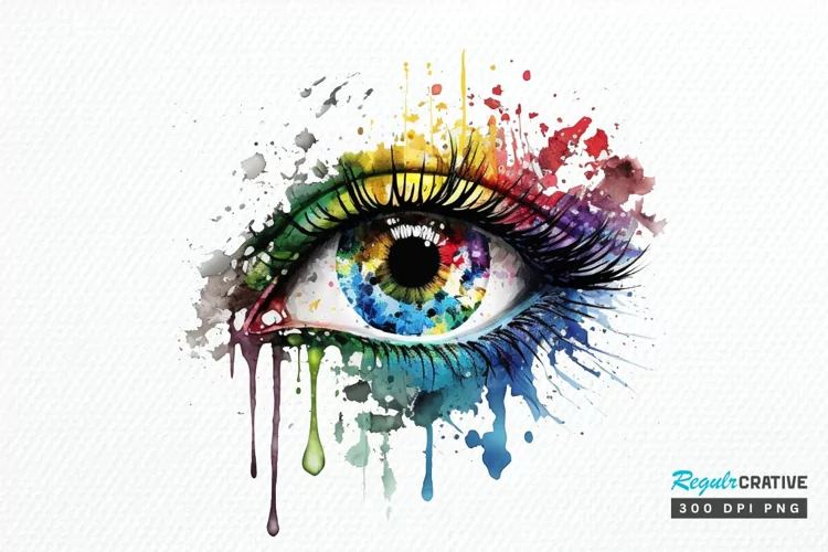 Watercolor Colorful Eye Paint PNG Clipart