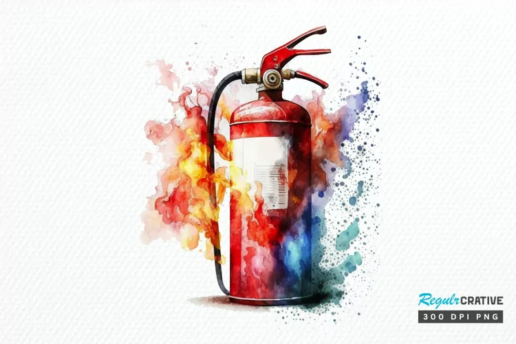 Watercolor Fire Extinguisher PNG Clipart