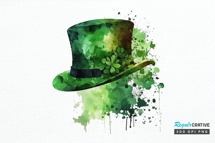 Watercolor Green Hat St.Patrick's Day PNG Clipart example image 1