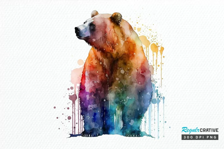 Watercolor Bear PNG Clipart