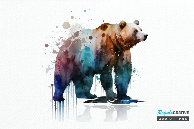 Watercolor Bear PNG Clipart